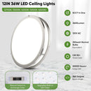 GENERIC 2-PACK 12" LED CEILING LIGHTS, 36W BRIGHT FLUSH MOUNT FIXTURES - SILVER - Like New