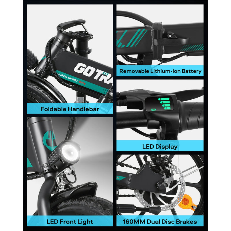 GOTRAX 16" FOLDING EBE1 ADULT ELECTRIC BIKE - 15.5MPH 350W 7 SPEED - BLACK - Like New