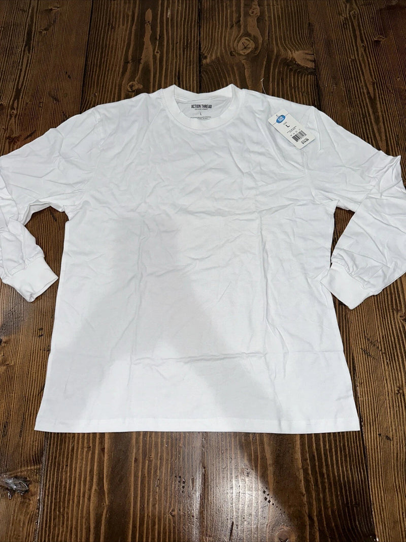 ACTION THREAD LONG SLEEVE T SHIRT, SIZE 2XL - WHITE - Brand New