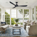 PARROT UNCLE 56" MODERN DC MOTOR DOWNROD MOUNT REVERSIBLE CEILING FAN - BLACK - Like New