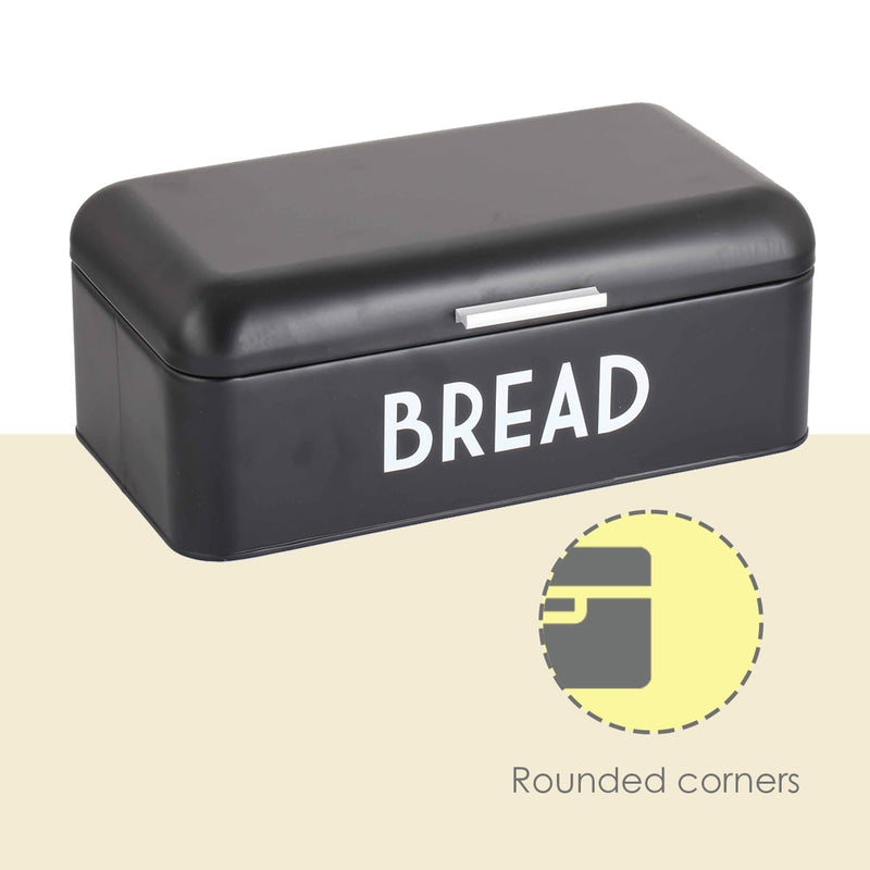 HOME BASICS - STAINLESS STEEL BREAD BOX FOR KITCHEN COUNTERTOP, LARGE - BLACK Like New