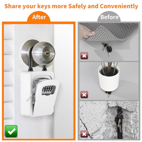 FAYLEEKO PORTABLE KEY LOCK BOX, UPGRADE CLEARLY VISIBLE NUMBERS - WHITE - Like New