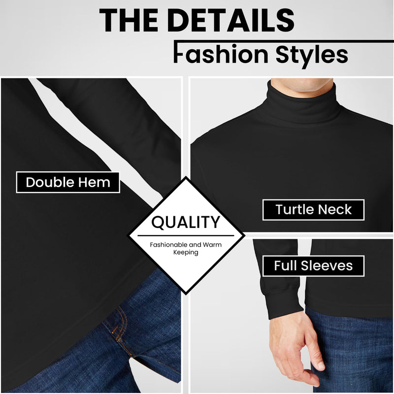 GALAXY BY HARVIC MEN'S LONG SLEEVE TURTLE NECK T-SHIRT - SIZE: MEN L - BLACK - Brand New