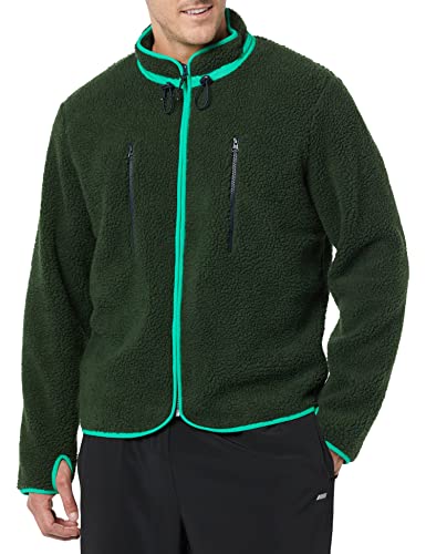AMAZON ESSENTIALS MEN TEDDY FLEECE FULL-ZIP MOCK NECK JACKET MEN'S SIZE S -GREEN - Brand New