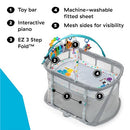 BABY EINSTEIN KICK & SNOOZE 3 IN 1 FOLDABLE PLAYARD BASSINET, PIANO TOY - GRAY - Brand New