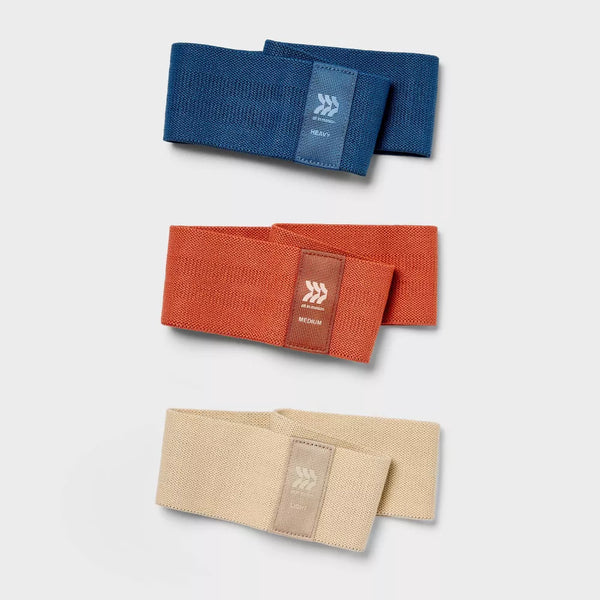 ALL IN MOTION FABRIC ROUND HIP BAND SET - CREAM, BLUE, ORANGE - Like New