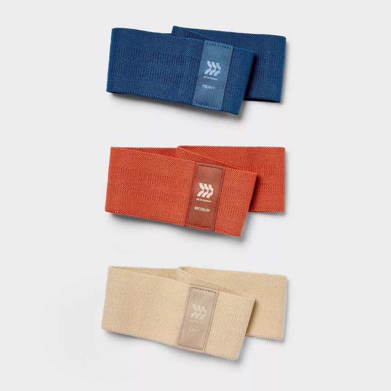 ALL IN MOTION FABRIC ROUND HIP BAND SET - CREAM, BLUE, ORANGE - Like New