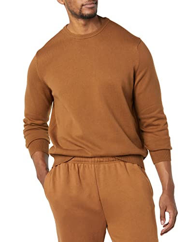 AMAZON ESSENTIALS MEN'S LONG-SLEEVE SWEATER, 100% COTTON, TOFFEE BROWN, LARGE - Brand New