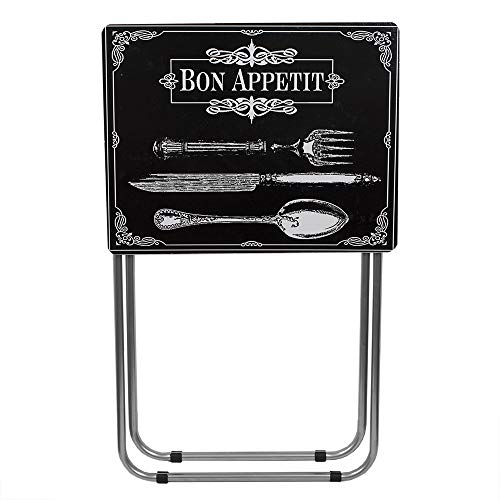 HOME BASICS BON APPETIT MULTI-PURPOSE FOLDING TABLE - BLACK Like New