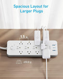 Anker Power Strip Surge Protector 2100J 12 Outlets 3 USB Ports A9192 - White Like New