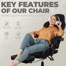 DOWINX FABRIC GAMING CHAIR MASSAGE LUMBAR SUPPORT ERGONOMIC OFFICE CHAIR - BLACK - Like New