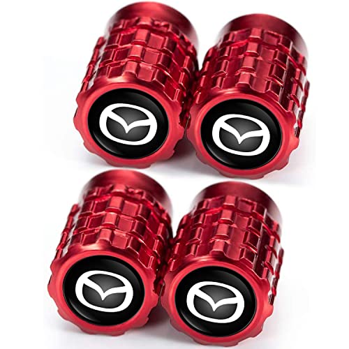PREETH WHEEL CAP REPLACEMENT FOR MAZDA,TIRE CAPS COVER AIR VALVE STEM (4PCS) RED - Like New
