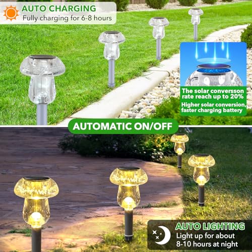 BENANY Solar Lights, 16 Pack, Solar Mushroom Lights, Warm Light, MU005 - Like New