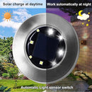 RAYOLON SOLAR LIGHTS, 4 PACK 8 LED WHITE SOLAR PATHWAY LIGHTS - WHITE LIGHT - Like New