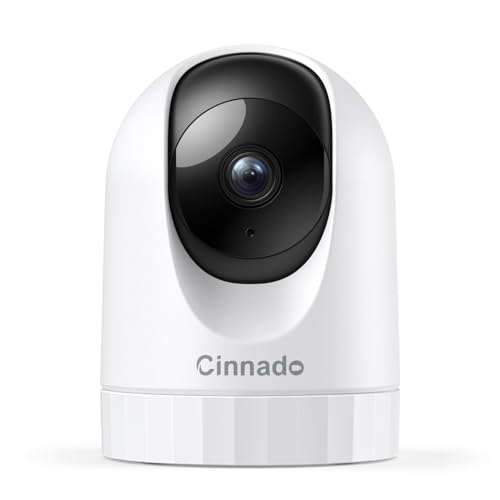 CINNADO SECURITY CAMERA INDOOR-2K 360° WIFI 2.4GHZ, NIGHT VISION - WHITE Like New