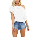 REVETRO WOMENS SEXY OFF THE SHOULDER TOPS SUMMER SHORT BATWING SLEEVE T-Shirt - Brand New