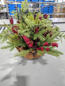 WICKER PARK 18" UNLIT BERRY & PINECONE HANGING BASKET - Scratch & Dent