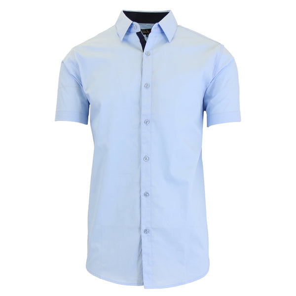 GALAXY BY HARVIC MENS SLIM FIT SHORT SLEEVE SHIRT - SIZE: S - LIGHT BLUE - Brand New