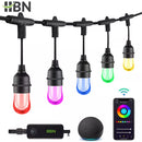 HBN 24FT OUTDOOR RGBW SMART STRING LIGHTS 12 BULBS, HBN-24-RGBW - BLACK Like New