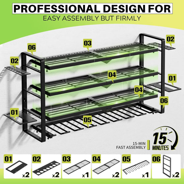 LARGE POWER TOOL ORGANIZER WALL MOUNT HEAVY DUTY 8 DRILL HOLDER - Scratch & Dent