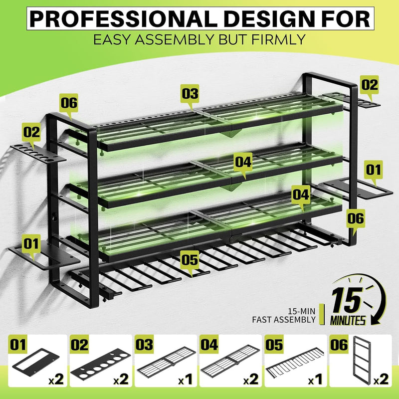 LARGE POWER TOOL ORGANIZER WALL MOUNT HEAVY DUTY 8 DRILL HOLDER - Scratch & Dent
