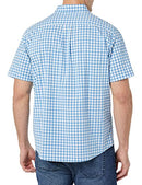 AMAZON Essentials Men's Short Sleeve Dress Shirt, LIGHT BLUE/WHITE/GRAY GINGHAM - Brand New