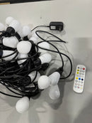 EAVELIGHT 100FT SMART OUTDOOR PATIO LIGHTS WITH REMOTE, BLACK/WHITE - Like New