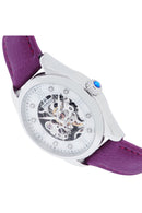 EMPRESS MAGNOLIA AUTOMATIC MOP SKELETON DIAL LEATHER-BAND WATCH - PURPLE - Like New