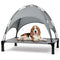 HEEYOO ELEVATED DOG BED WITH CANOPY OUTDOOR DOG COT TENT SIZE 42"L30"W8.4"H GRAY - Like New