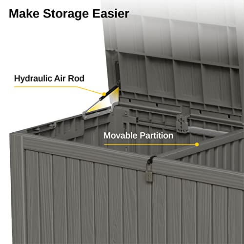 EAST OAK OUTDOOR STORAGE BOX 150 GALLON DECK BOX WR CODE DB23003-GRAY - GRAY - Like New