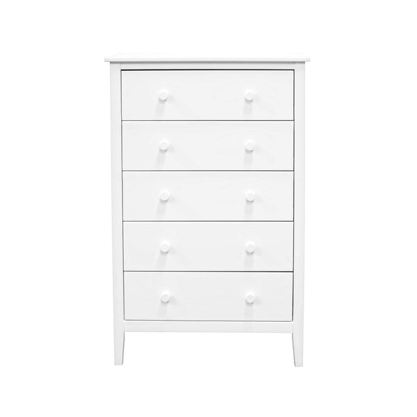 ADEPTUS JELA EASY PIECES SOLID WOOD 5 DRESSER, WHITE - Scratch & Dent