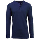 BLUE ICE GALAXY BY HARVIC MEN'S LONG SLEEVE THERMAL HENLEY TEE - SIZE: M - NAVY - Brand New