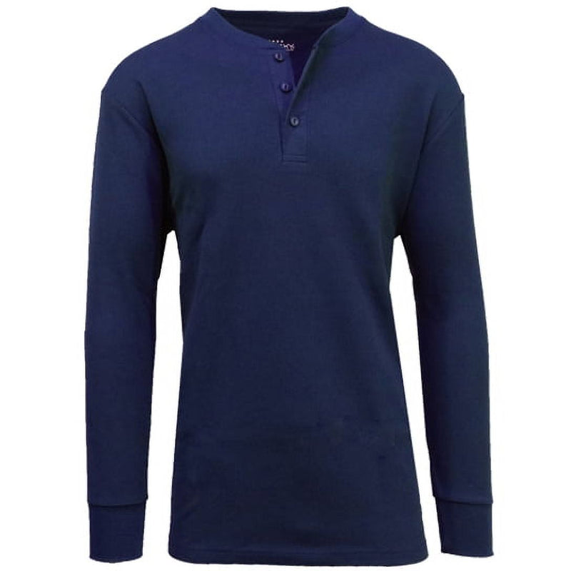BLUE ICE GALAXY BY HARVIC MEN'S LONG SLEEVE THERMAL HENLEY TEE - SIZE: M - NAVY - Brand New