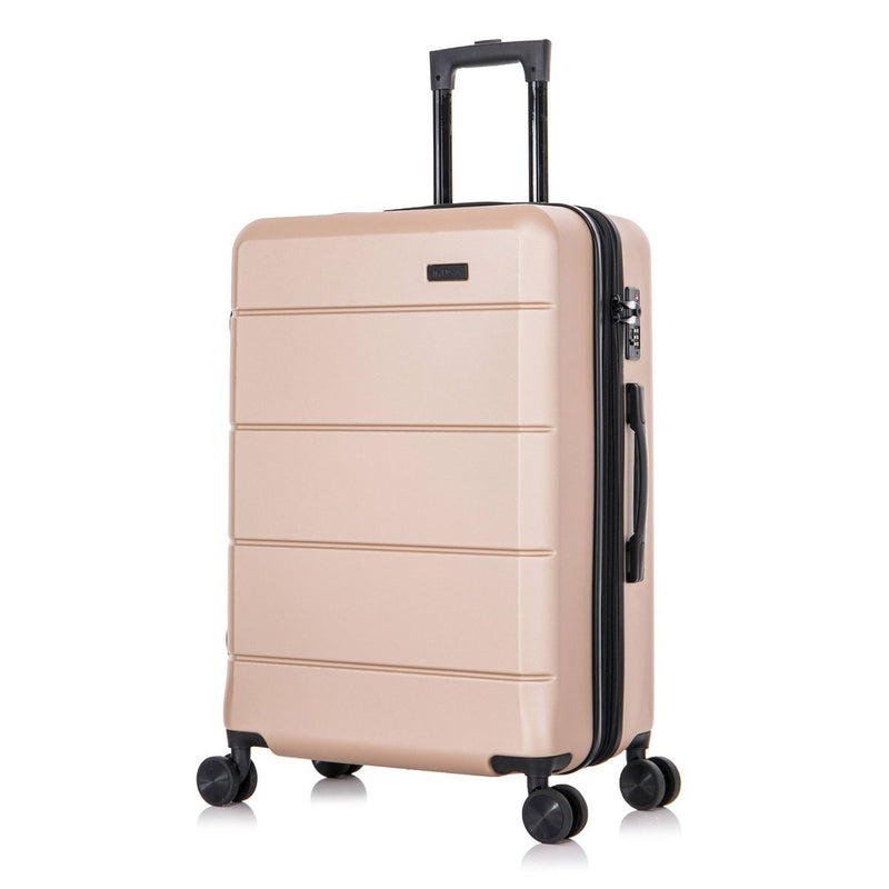 INUSA ELYSIAN LIGHTWEIGHT HARDSIDE MEDIUM CHECKED SPINNER SUITCASE - CHAMPAGNE - Like New