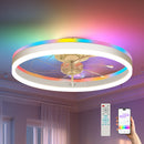 ORREN ELLIS 20" SMART FLUSH MOUNT CEILING FAN RGB & CCT DIMMABLE LED - WHITE - Like New