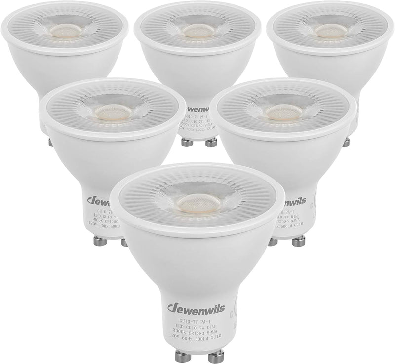 DEWENWILS HDGU10E LED Dimmable Bulb, 3000K, 7W Two Prong 500LM, 6PK - Warm White Like New