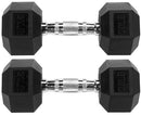 FITVIDS HEX DUMBBELLS RUBBER COATED HAND WEIGHTS, 10-50LB, 20 LB PAIR - BLACK - Like New