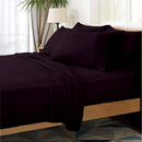 LUXURY HOME SHEET SET QUEEN MICROFIBER 1800-THREAD 4PC - SOLID PURPLE/ EGGPLANT - Brand New