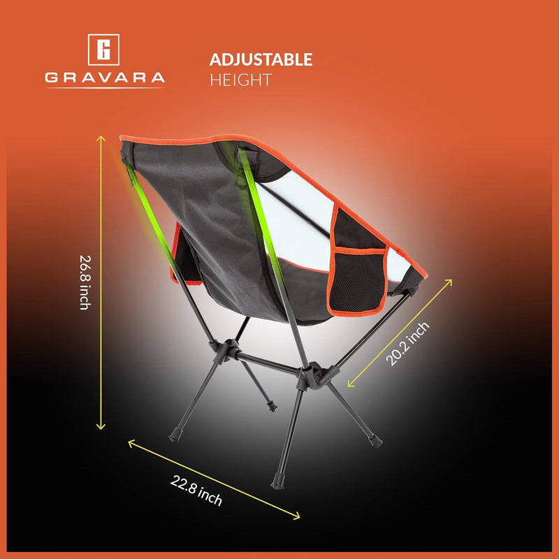 GRAVARA HEAVY DUTY CAMPING CHAIRS (2 PACK) CC-001 - ORANGE/BLACK Like New