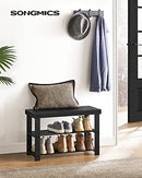 SONGMICS Shoe Rack Bench 3-Tier Bamboo Shoe Storage Organizer ULBS04H - Black - Brand New