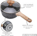 Country Kitchen Cookware Sets 6 Piece Pots Pans Handles YCAPL248 - Speckled Gray - Like New