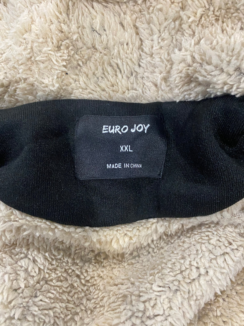 EURO JOY MEN'S SWEATER WITH FULL ZIP INLINED FUR - SIZE: MEN 2XL - BLACK - Brand New