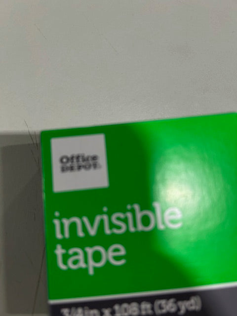 OFFICE DEPOT INVISIBLE TAPE 3/4IN X 108FT (36YD) (1.9CM X 32.9M) - CLEAR - Brand New
