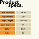 PSBM Black Strapping Tape, 96 Rolls, 2.8 Mil Thick, 3/8 Inch Wide, X004FFGH45 - Brand New