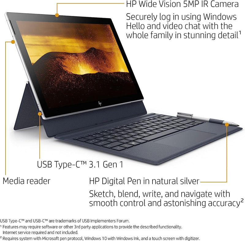 HP ENVY x2 Detachable 12.3" FHD Snapdragon 835 4GB 128GB SSD 12-E091MS - Brand New