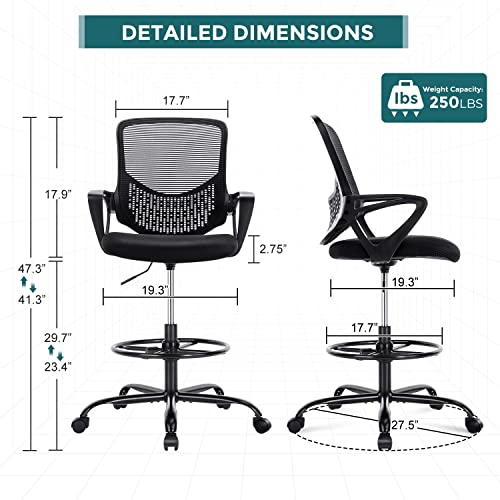 SMUG Adjustable Counter Height Office Chair, Black, Mesh - Like New