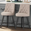 MINCETA 360 Swivel Bar Stools Set of 2 26" Upholstered Height Barstools - Beige - Like New