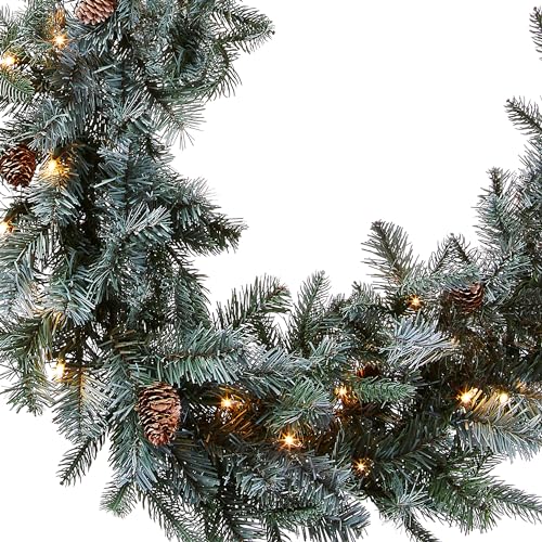 NATIONAL TREE COMPANY 9 FT FROSTED ARCTIC SPRUCE GARLAND CLEAR LIGHTS - Like New