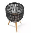 CASAFIELD LARGE BLACK RATTAN ROUND INDOOR PLANTER BASKET STAND - BLACK - Like New