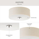 Progress Lighting P3713-09 Inspire Two-Light Flush Mount Brushed Nickel - Brand New